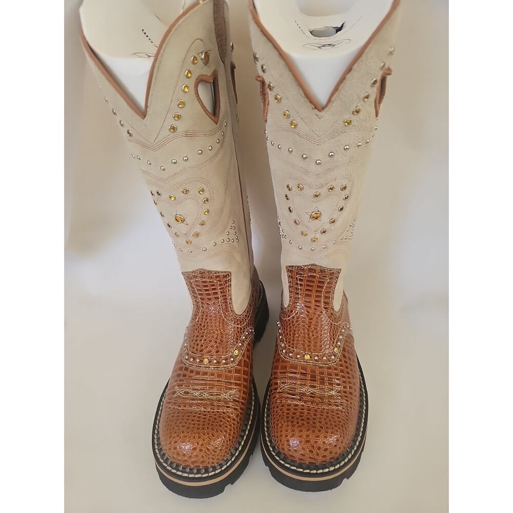 Ariat Boots Womens Fatbaby Gembaby Tall Buckaroo Heart Cowgirl Size 6